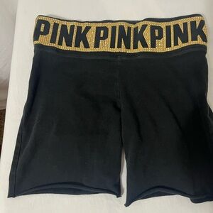 Victoria's Secret Black Shorts with Gold PINK Waistband